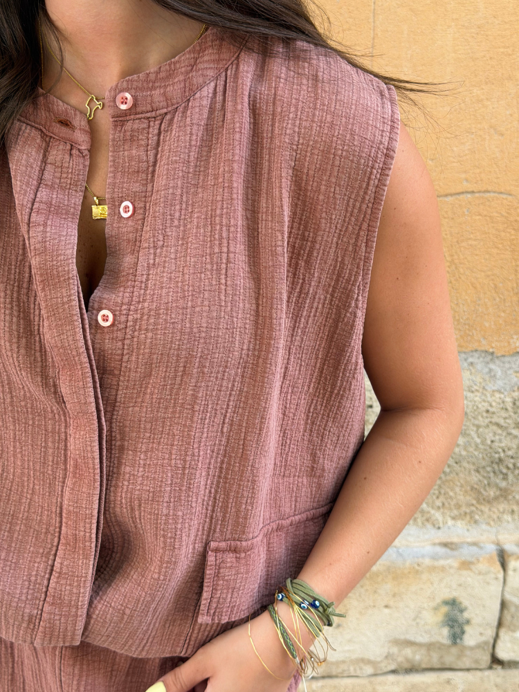 Gilet ZOE vieux rose