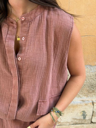 Gilet ZOE vieux rose
