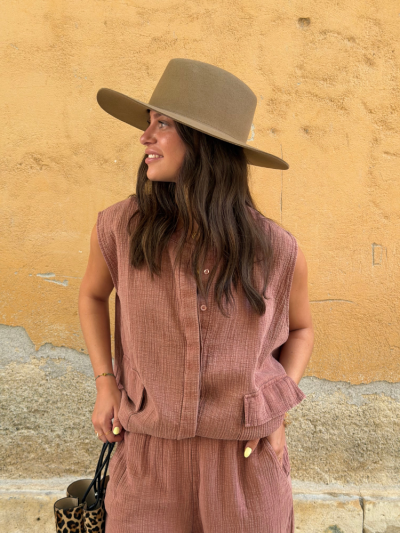 Gilet ZOE vieux rose
