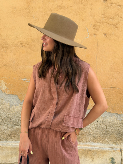 Gilet ZOE vieux rose