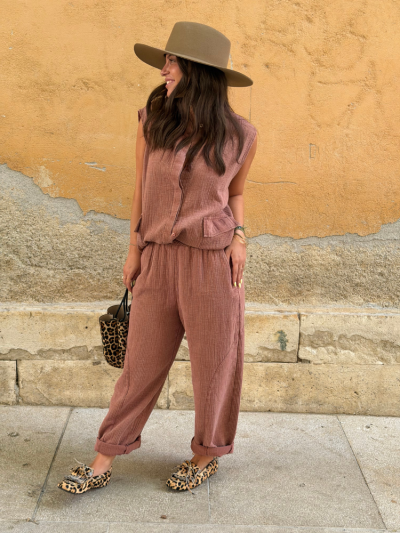 Gilet ZOE vieux rose