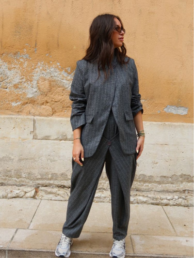 Pantalon LONY gris rayé