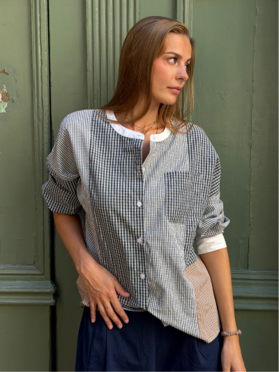 Chemise MILOU carreaux marine