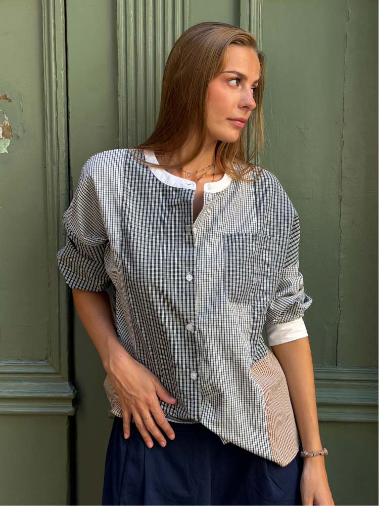 Chemise MILOU carreaux marine