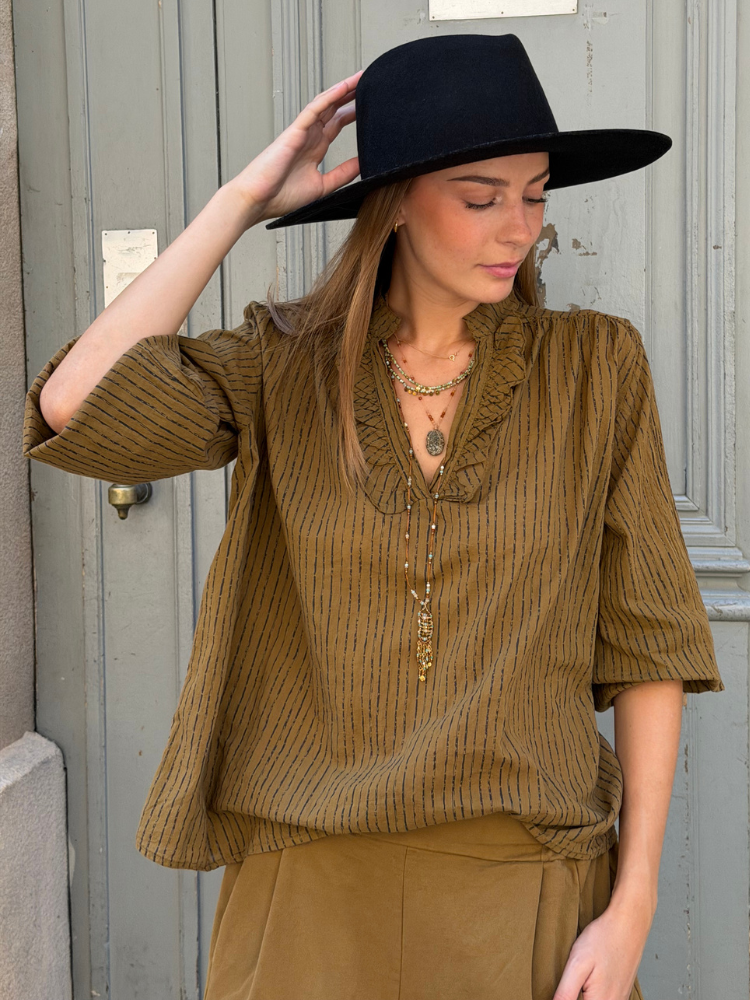 Blouse LEA kaki rayé