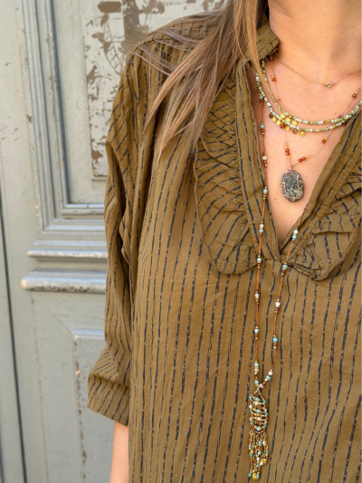 Blouse LEA kaki rayé