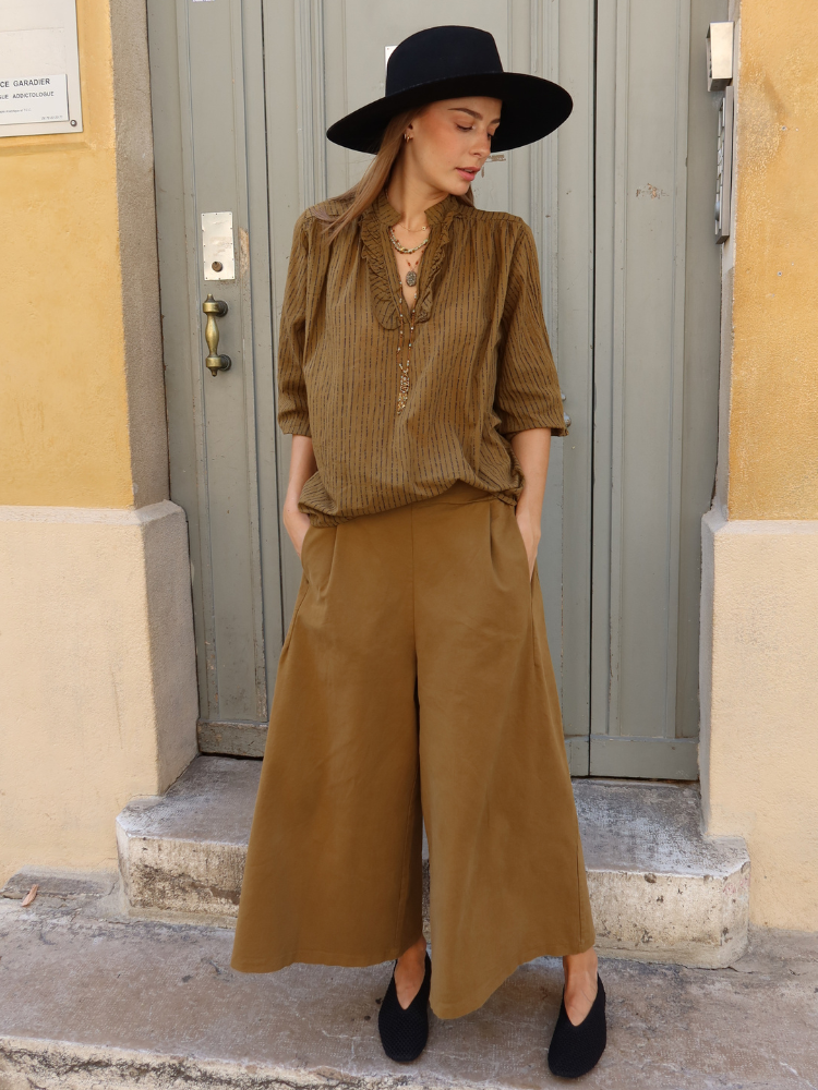 Blouse LEA kaki rayé