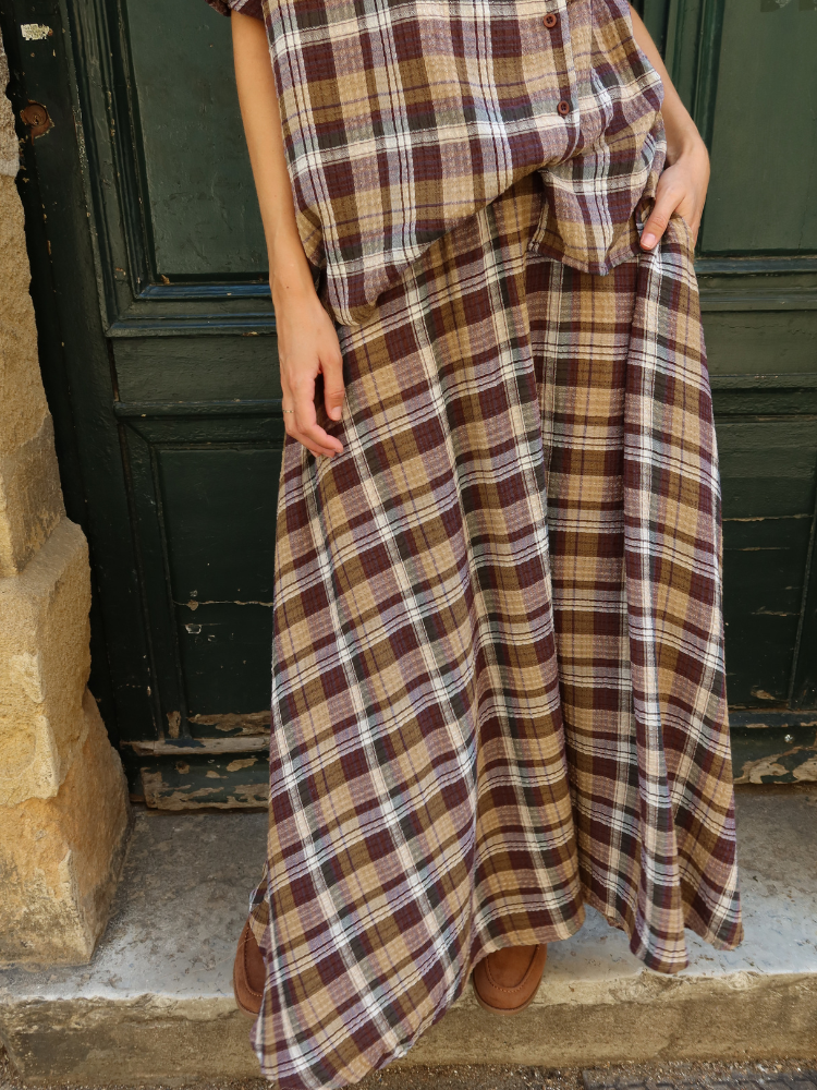 Jupe MAE violet à carreaux