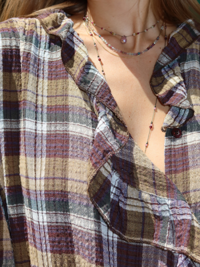 Chemise ELINA violet à carreaux