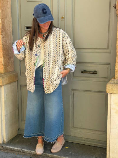 Kimono CLARIS blanc & bleu