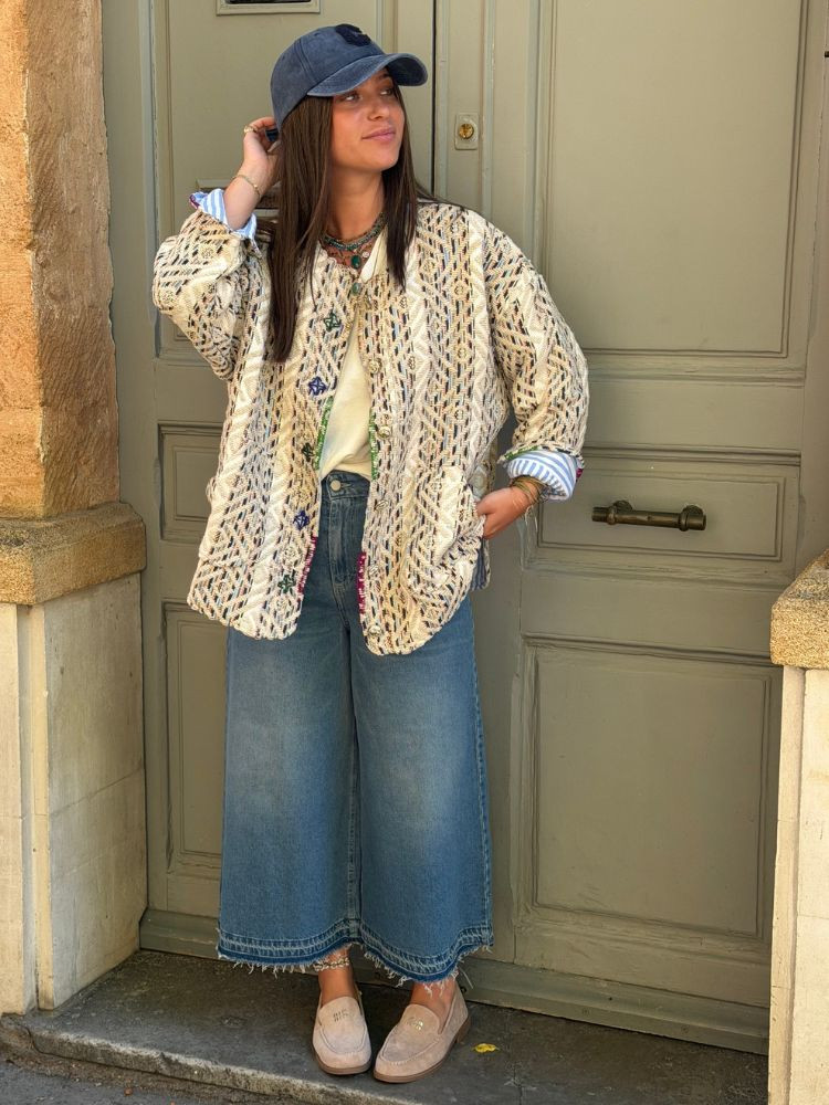 Kimono CLARIS blanc & bleu