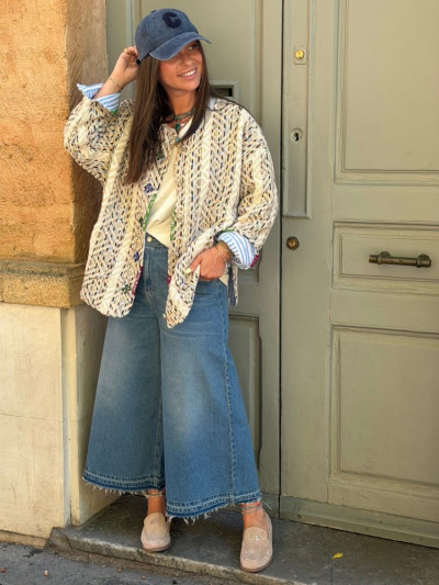 Kimono CLARIS blanc & bleu