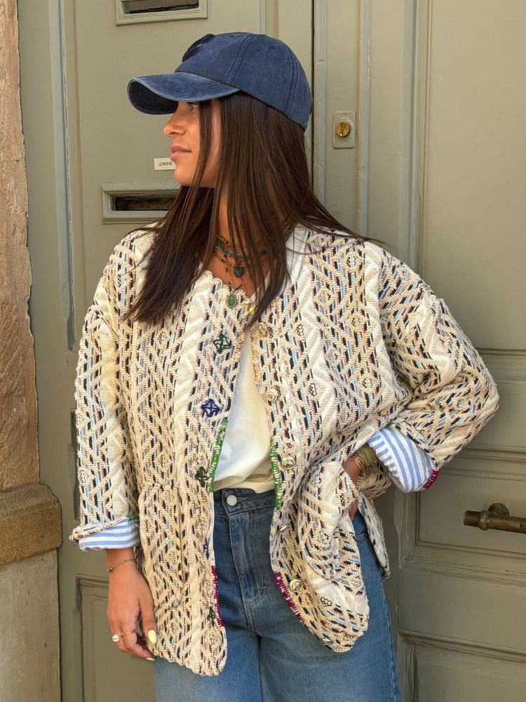Kimono CLARIS blanc & bleu