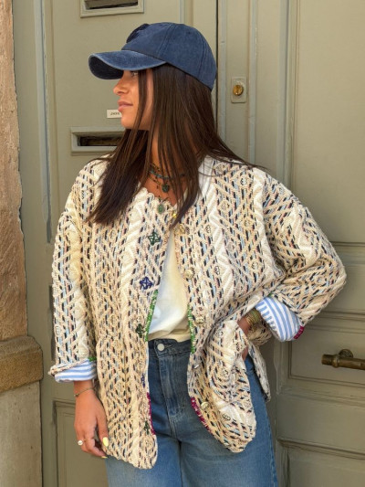 Kimono CLARIS blanc & bleu
