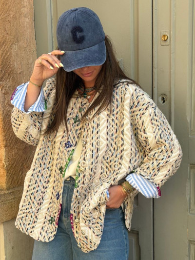 Kimono CLARIS blanc & bleu