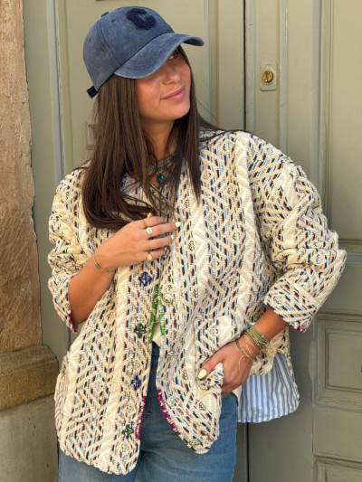 Kimono CLARIS blanc & bleu