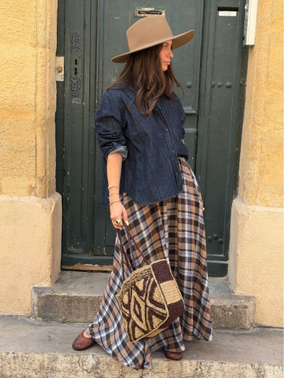 Jupe MAE bleu à carreaux