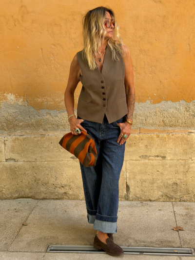 Pochette NOLAN rayé orange 2