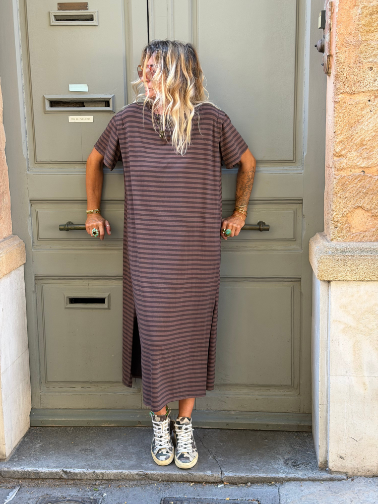 Robe VANESSA rayé choco