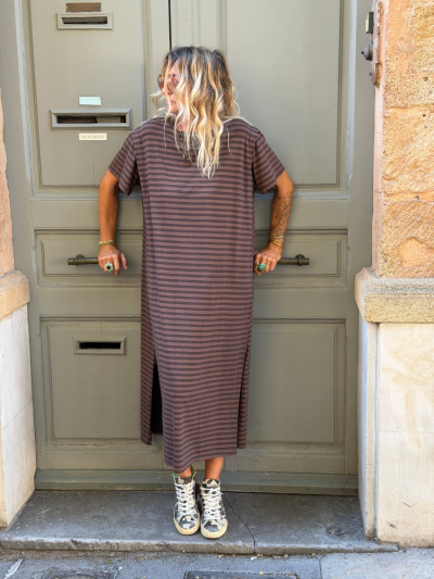 Robe VANESSA rayé choco