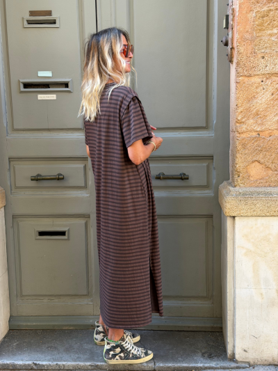 Robe VANESSA rayé choco