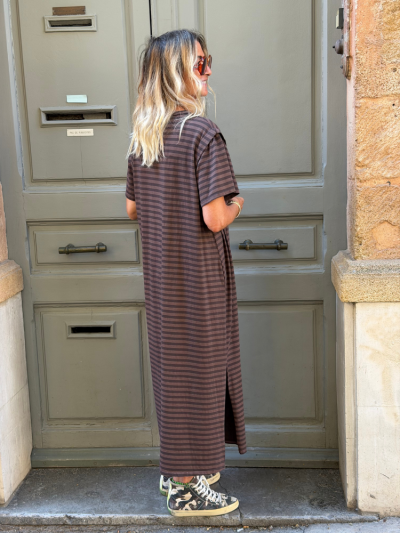 Robe VANESSA rayé choco