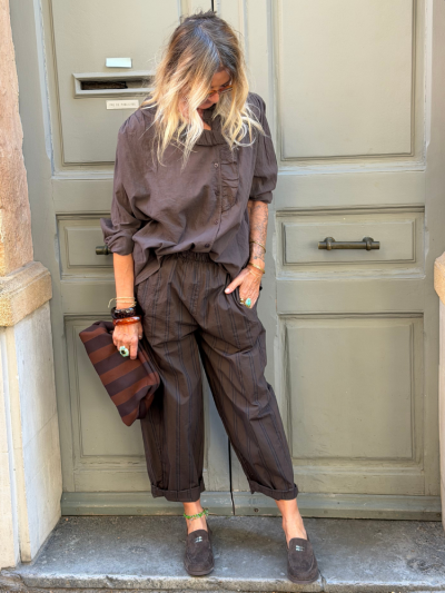 Pantalon SISSI choco rayé