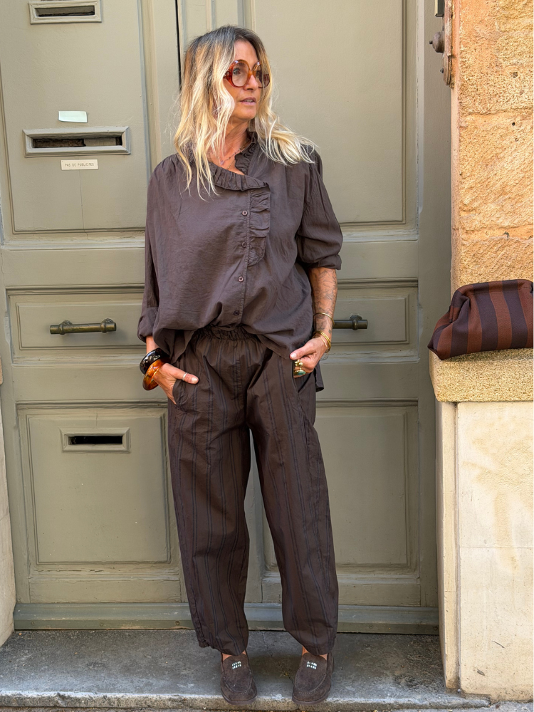 Pantalon SISSI choco rayé