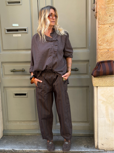 Pantalon SISSI choco rayé
