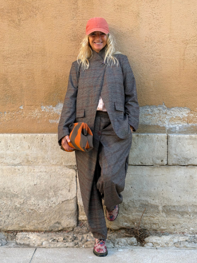 Pantalon LONY choco à carreaux
