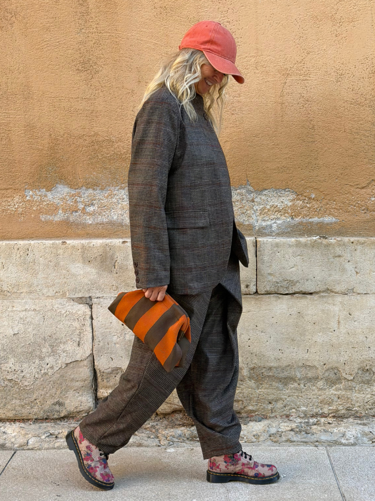 Pantalon LONY choco à carreaux