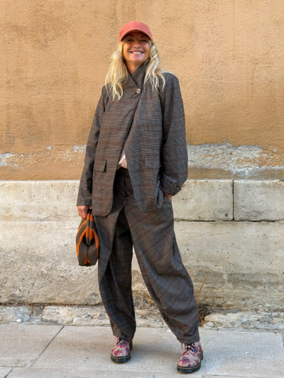 Pantalon LONY choco à carreaux