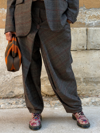 Pantalon LONY choco à carreaux