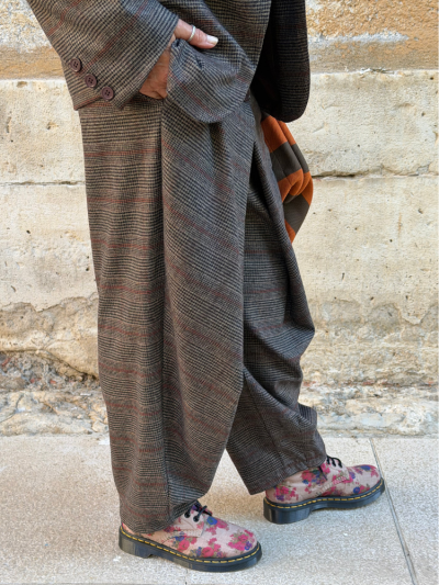 Pantalon LONY choco à carreaux