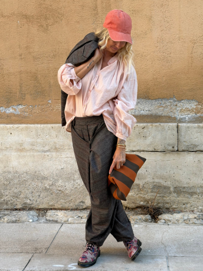 Pantalon LONY choco à carreaux