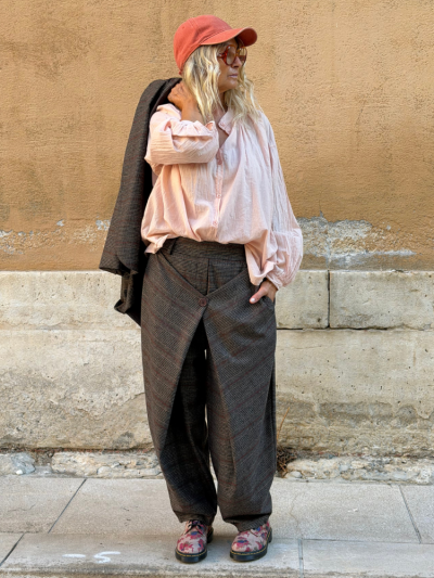 Pantalon LONY choco à carreaux