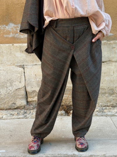 Pantalon LONY choco à carreaux