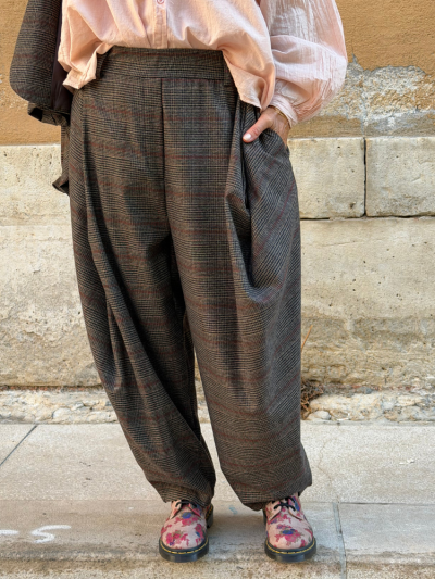 Pantalon LONY choco à carreaux