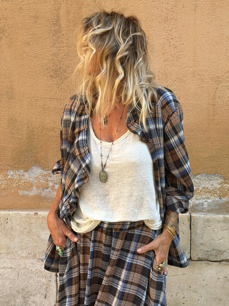 Chemise ELINA bleu à carreaux