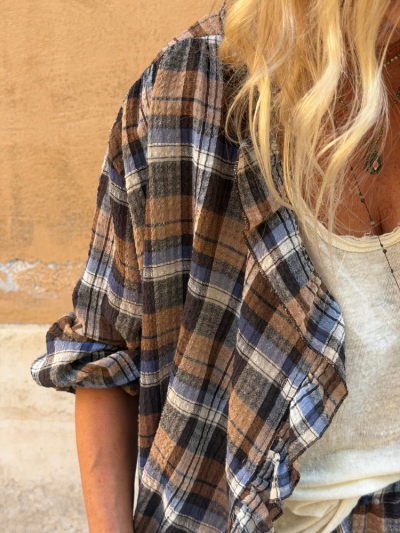 Chemise ELINA bleu à carreaux