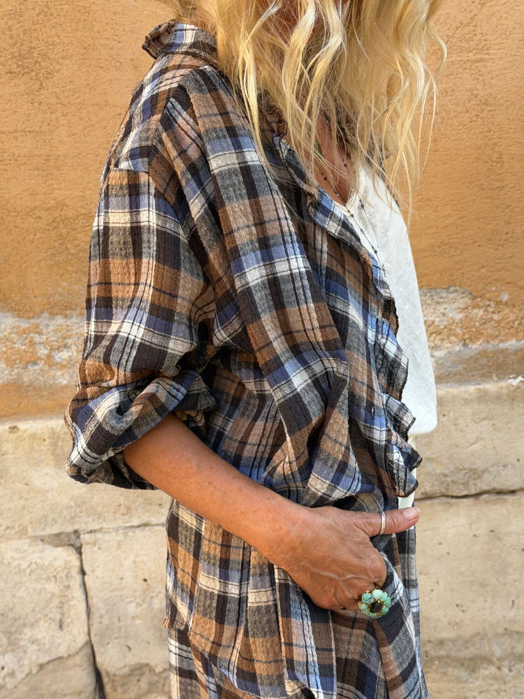 Chemise ELINA bleu à carreaux