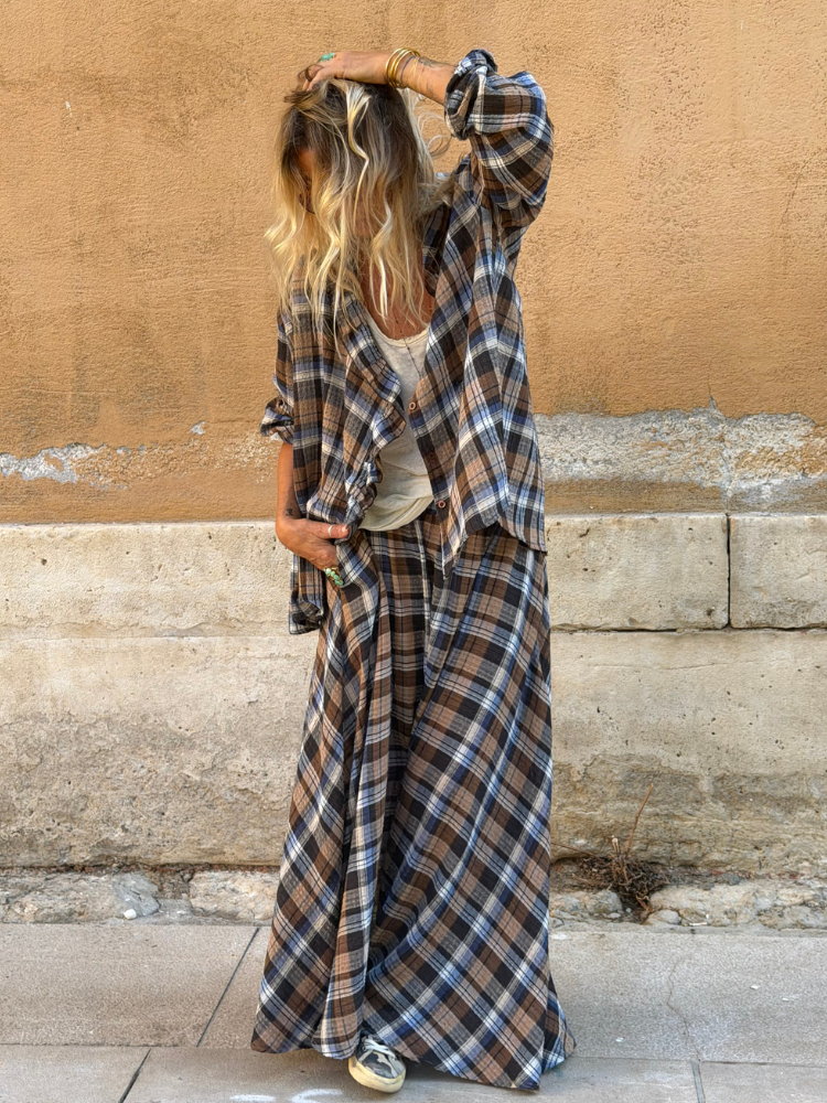 Chemise ELINA bleu à carreaux