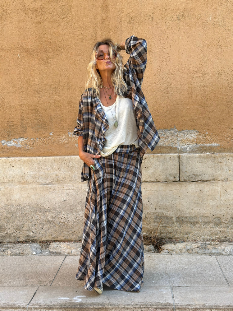 Chemise ELINA bleu à carreaux