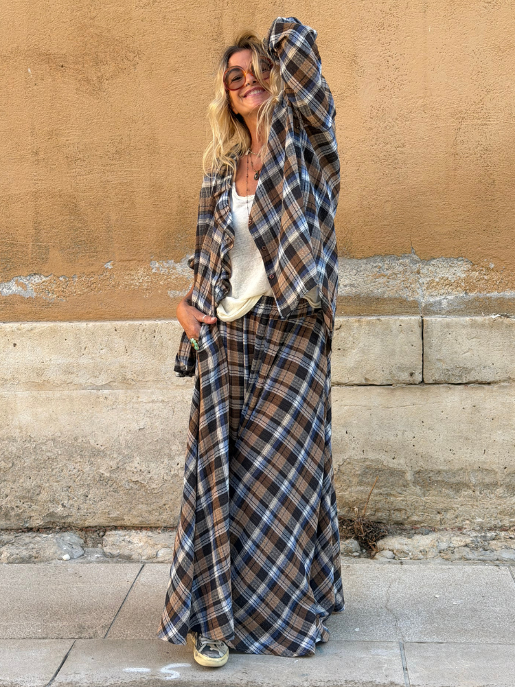 Chemise ELINA bleu à carreaux