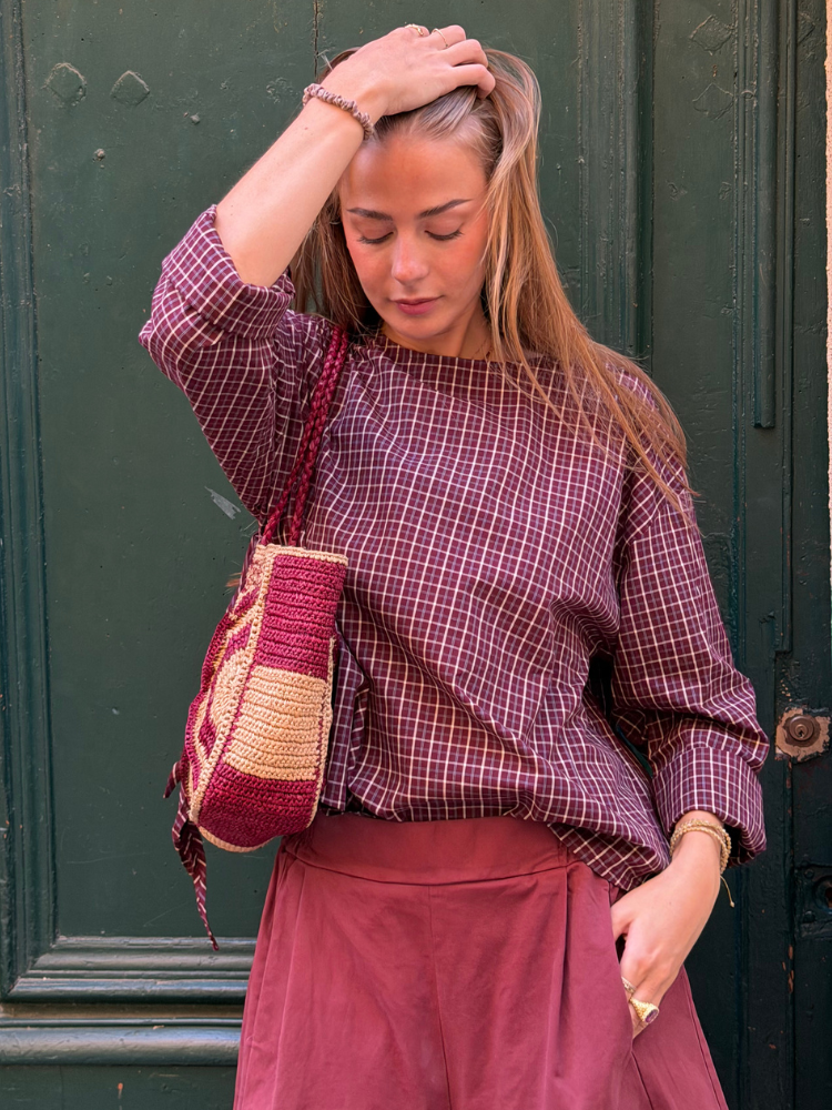 Blouse COLINE rayé bordeaux