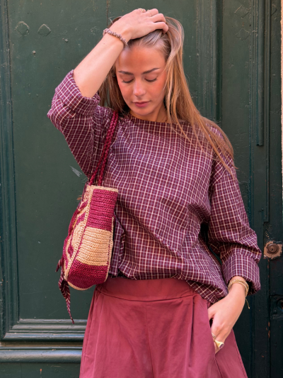 Blouse COLINE rayé bordeaux