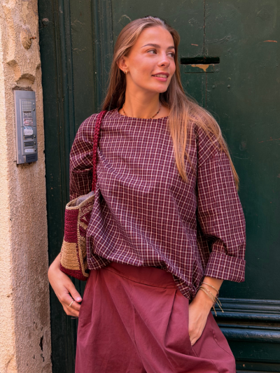 Blouse COLINE rayé bordeaux