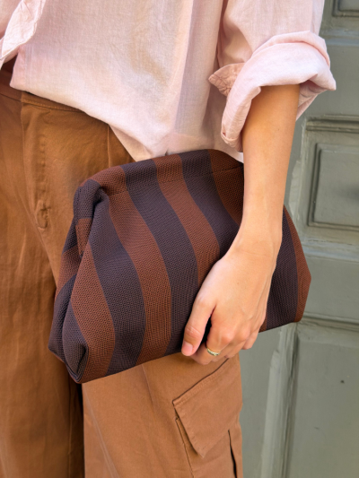 Pochette NOLAN rayé choco