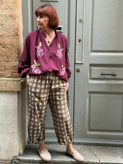 Pantalon ROMANO carreaux kaki