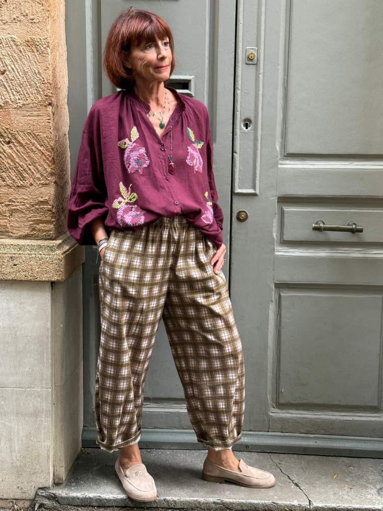 Pantalon ROMANO carreaux kaki